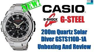 Audio Starts @ 2:05 | Casio G-Shock G-Steel 200m Quartz Solar Diver GSTS110D-1A Unbox & Review