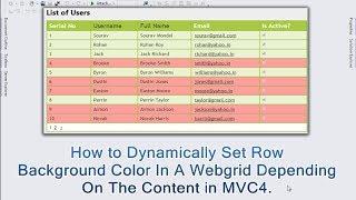 How to Dynamically set row background color in a webgrid depending on the content in MVC4.