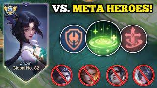 ZHUXIN, TANK EMBLEM + REVITALIZE VS.META HEROES!‼️ (hard match!) | ZHUXIN BEST BUILD -MLBB