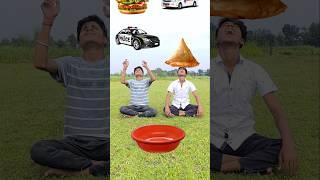 Police car, Ambulance, Tractor catching and eating Samosa, lollipop, Burger vs frog Funny vfx magic