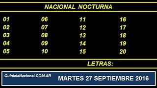 Quiniela Nacional Nocturna Martes 27 de Septiembre de 2016