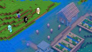 UNDERWATER VILLAGE CHALLENGE! WATER SECRET Minecraft NOOB vs PRO vs HACKER vs GOD! 100% TROLLING