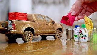 Washing Dirty  Miniature Foton Pickup Truck After Extreme Off-roading | Diecast Car