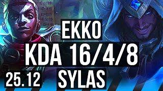 EKKO vs SYLAS (MID) | 16/4/8, Godlike | EUW Grandmaster | 25.12