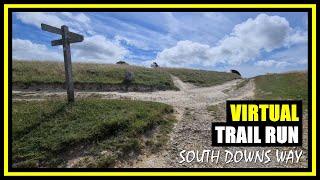 120 minutes Virtual running video for treadmill | South Downs Way run with ambient sounds