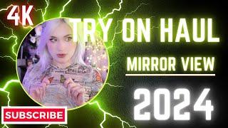 [4K] Cute & Transparent Top Try On Haul with Mirror View| Natural Petite Body Fashion|4K Try-On Haul