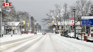 Driving to Town of WASAGA BEACH Ontario CANADA   Winter Snowfall Road Trip