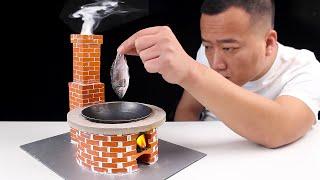 How to make a MINI STOVE with MINIATURE BRICKS and stew super delicious Small fish