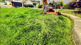 I HELPED A Single Mom MOW Her OVERGROWN LAWN (She's An Officer)