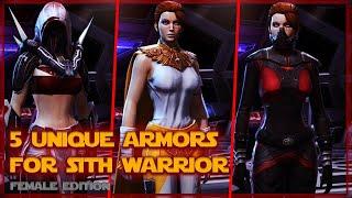 5 unique Armors for Sith Warrior | FEMALE Edition | SWTOR 2021