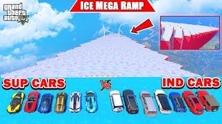 GTA 5 : INDIAN CARS  VS SUPER CARS  IMPOSSIBLE ICE MEGA RAMP JUMP CHALLENGE!!