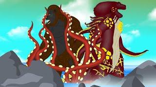 Mire Squid VS Kong VS Octozilla | Epic Battle !! Godzilla Cartoon / KONGKERM