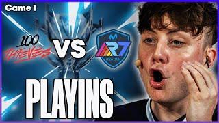 ERSTER AUFTRITT VON NA! | 100T VS R7 GAME 1 PLAYINS | WORLDS 2024