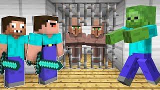 NOOB and PRO SAVING VILLAGERS From ZOMBIES in Minecraft Like Maizen Mikey and JJ