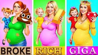 POOR vs RICH vs GIGA RICH! You WON'T BELIEVE These Pregnancy Hacks