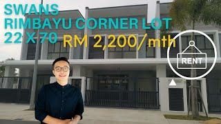 Swans Bandar Rimbayu Corner Lot For Rent | 22 x 70 | Partial Furnish Unit