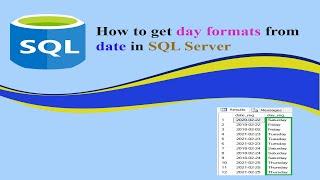 How to get day formats(day of week -dayofyear-day ) from a date column in SQL Server