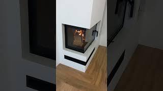 Латвійська камінна топка для опалення дому XFire XF Corner L 800 graphite темна кераміка, наш монтаж