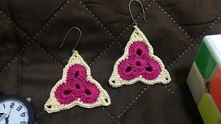 DIY Crochet Triangular Dangling Earrings |by Crafty Camille