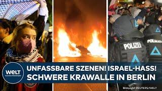 BERLIN: HEAVY Rioting at pro-Palestinian demonstration - Israel-haters riot and set fire