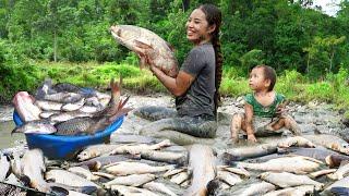 Harvest giant fish in the mud during the rainy season & Cook Yummy Food