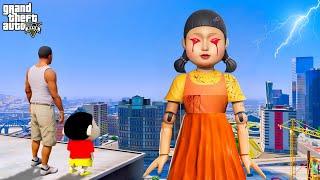 GTA 5 : Squid Game Giant Doll robot Attack Shinchan & Franklin| Gta 5 tamil | Gta 5 mods