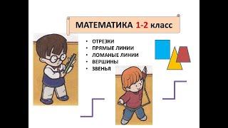 Математика. 1-4 классы. Отрезки, ломаные и прямые линии, вершины, звенья