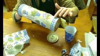 Decoupage wine bottle can