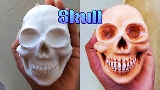 How to make Skull using clay for school project / Sculpting Human Skull with out clay shaping tools