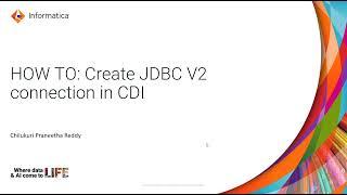 How to Create JDBC V2 Connection in IICS