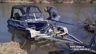 Подъем лодки Беркут с воды на прицеп Respo V52L