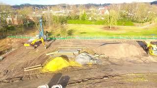 Drohnenflug über die Baustelle an der Berkel in Stadtlohn.