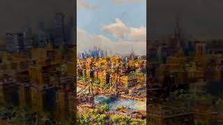 Картина маслом на холсте «Москва. Крымский мост» 40х100. Цена 55.000 рублей.