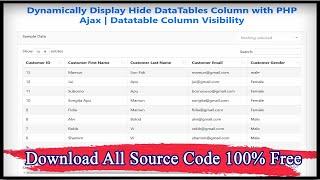 Dynamically Display Hide DataTables Column with PHP Ajax | Datatable Column Visibility | Code Hunter