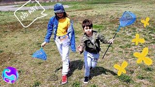 Catching Butterfly Veronica 1:1 Allen wins Net Lady bug Caterpillar Поехали ловить бабочек сачком