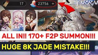 JUST WASTED 8,000 JADE AS F2P! ALL IN 170+ F2P Summons For Jing Yuan!!!