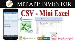 Save CSV / Mini Excel and Read to ListView - MIT App Inventor, Appybuilder, Thunkable