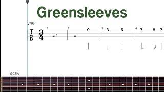 「Greensleeves」Ukulele Finger Style Play along Tabs For Beginners