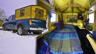 Cozy Tiny Cabin on a 6 foot Truck Camper Winter Walk Through