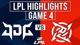 JDG vs NIP Highlights Game 4 | LPL 2024 Summer | JD Gaming vs Ninja in Pyjamas