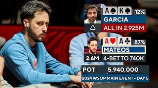 INSANE DRAMA!! Pocket ACES for Adrian Mateos on Day 5 of the WSOP Main Event