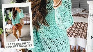 Easy 1 Piece V Stitch Pullover - Crochet Pattern