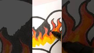 Cool idea for drawing  Fire heart #seesocraft #drawing #ytshorts