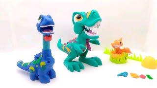 Голодный динозавр Т-Rex малыш Бронтозаврик Плей До Play Doh Dino crew