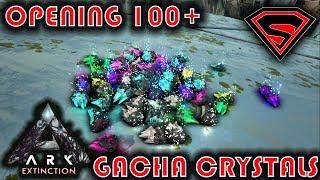 ARK EXTINCTION OPENING 100 GACHA CRYSTALS - OBTAINING INSANELY OP WEAPONS FROM GACHA CRYSTALS