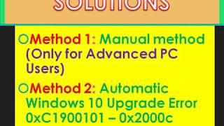 Steps to Fix Windows 10 Upgrade Error 0xC1900101 – 0x2000c