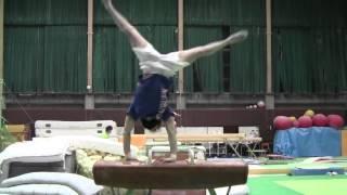 Pommel horse - dismount Besugo through handstand (G)