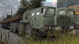 МАЗ 7310 Ураган с тяжелой артиллерией на шаланде по китайскому каньону. Spintires