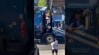Boy who loves recycling truck gets claw hug in return for snack gift  #shorts