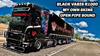 Black Vabis Scania R1000 V8 Open Pipe Sound MODS ETS2 1.53